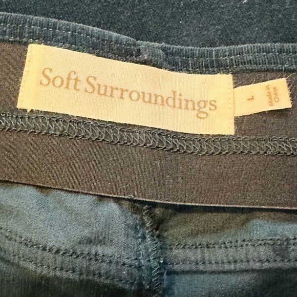 Soft Surroundings Velour Pull-On Pants – Dark Green– Lounge Stretch L - Picture 2 of 6